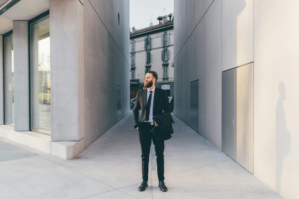 Young bearded business man outdoor